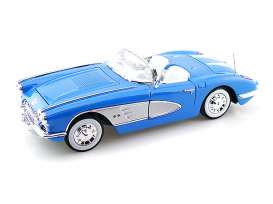 Chevrolet  - 1958 blue/silver - 1:18 - Motor Max - 73109b - mmax73109b | Toms Modelautos
