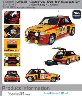 Renault  - 1981 yellow/black/red - 1:18 - Universal Hobbies - UH4548 | Toms Modelautos