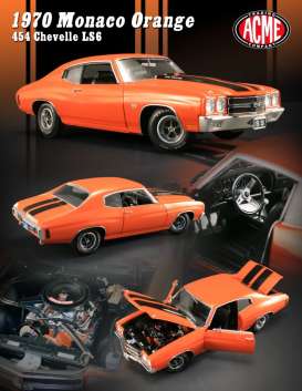 Chevrolet  - 1970 orange/black - 1:18 - Acme Diecast - acme1805502 | Toms Modelautos