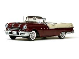 Pontiac  - Star Chief Open Convertible 1955 white mis/persian maroon - 1:18 - SunStar - 5056 - sun5056 | Toms Modelautos