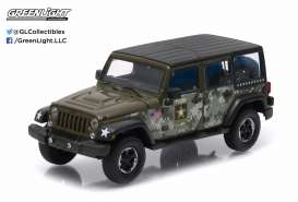 Jeep  - Wrangler Unlimited *U.S. Army* 2014 dark green - 1:43 - GreenLight - 86068 - gl86068 | Toms Modelautos