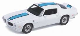 Pontiac  - 1972 white w/blue stripe - 1:24 - Welly - 24075w - welly24075w | Toms Modelautos