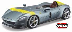 Ferrari  - Monza SP1 grey/yellow - 1:24 - Maisto - 39140 - mai39140 | Toms Modelautos