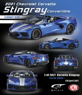 Corvette  - Stingray convertible 2020 blue/silver - 1:18 - Acme Diecast - US033 - GTUS033 | Toms Modelautos