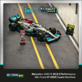 Mercedes Benz  - W13 2022 silver/turquoise - 1:64 - Tarmac - T64G-F044-LH1 - TC-T64G-F044LH1 | Toms Modelautos