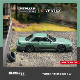 Nissan  - Silvia S13 green/grey - 1:64 - Tarmac - T64G-025-GR - TC-T64G025GR | Toms Modelautos