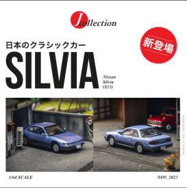 Nissan  - Silvia blue/grey - 1:64 - Tarmac - JC64-003-BL - TC-JC64-003BL | Toms Modelautos