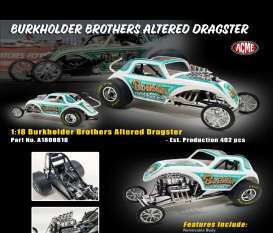Fiat  - Altered Dragster white/turquoise - 1:18 - Acme Diecast - 1800818 - acme1800818 | Toms Modelautos