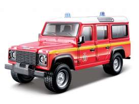 Land Rover  - Defender 110 red/yellow/white - 1:50 - Bburago - 32003 - bura32003 | Toms Modelautos