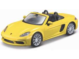 Porsche  - 718 yellow - 1:32 - Bburago - 43049y - bura43049y | Toms Modelautos