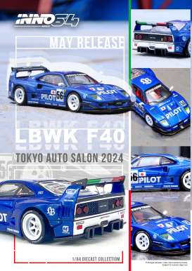 Ferrari  - F40 blue - 1:64 - Inno Models - in64-LBWKF40-TAS24 - in64-LBWKF40-TAS24 | Tom's Modelauto's