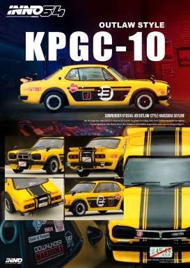 Nissan  - Skyline GT-R  yellow/black - 1:64 - Inno Models - in64-KPGC10-YL23 - in64-KPGC10-YL23 | Tom's Modelauto's
