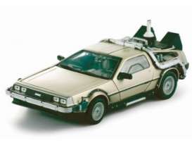 Delorean  - Back to the Future II 1985 silver - 1:24 - Welly - 22441 - welly22441 | Toms Modelautos