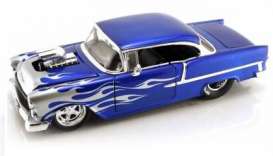 Chevrolet  - 1955 blue/w flames - 1:24 - Jada Toys - 91609b-fl - jada91609b-fl | Toms Modelautos