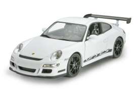 Porsche  - 2007 white w/black stripes - 1:18 - Welly - 18015w - welly18015w | Toms Modelautos
