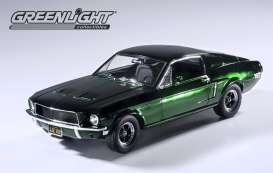 Ford  - Mustang GT *Bullit* 1968 Highland Green Chrome  - 1:18 - GreenLight - 12823 - gl12823 | Toms Modelautos