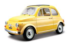Fiat  - 1965 yellow - 1:24 - Bburago - 22098y - bura22098y | Toms Modelautos