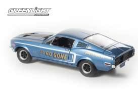 Ford  - Mustang 2+2 Fastback 1968 blue/black - 1:18 - GreenLight - 12844 - gl12844 | Toms Modelautos