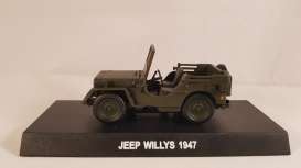 Jeep  - Willys 1947 green - 1:43 - Magazine Models - magcara013 | Toms Modelautos