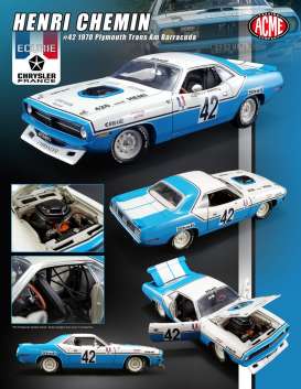 Plymouth  - Trans Am Barracuda #42 1970 blue/white - 1:18 - Acme Diecast - 1806102 - acme1806102 | Toms Modelautos
