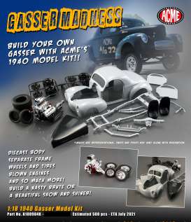 Willys  - Gasser metal modelkit 1940  - 1:18 - Acme Diecast - 1800904K - acme1800904K | Toms Modelautos