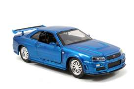 Nissan  - Skyline GTR R34 F&F blue - 1:32 - Jada Toys - 97185 - jada97185 | Toms Modelautos