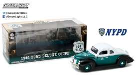 Ford  - Deluxe Coupe *NYPD* 1940 green/white/black - 1:18 - GreenLight - 12972 - gl12972 | Toms Modelautos