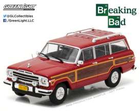 Jeep  - 1991 red/woody - 1:43 - GreenLight - 86499 - gl86499 | Toms Modelautos