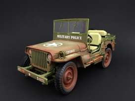 Jeep Willys - Militairy Police, muddy versio 1943 rough terrain muddy green - 1:18 - American Diorama - AD-77406A - AD77406A | Toms Modelautos