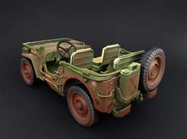 Jeep Willys - Militairy Police, muddy versio 1943 rough terrain muddy green - 1:18 - American Diorama - AD-77406A - AD77406A | Toms Modelautos
