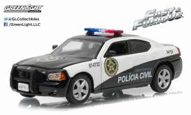 Dodge  - Charger *Rio Police* 2011 black/white - 1:43 - GreenLight - 86237 - gl86237 | Toms Modelautos