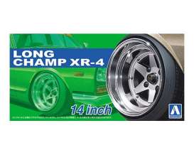 Wheels &amp; tires  - chrome - 1:24 - Aoshima - 05257 - abk05257 | Toms Modelautos