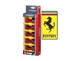 Ferrari  - 5-pack red - 1:64 - Bburago - 56105r - bura56105r | Toms Modelautos