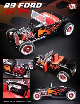 Ford  - 1929 black on red/ flames - 1:18 - Acme Diecast - 1804002 - acme1804002 | Toms Modelautos