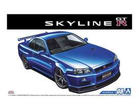Nissan  - BNR34 Skyline GT-R V-spec 2002  - 1:24 - Aoshima - 05858 - abk05858 | Toms Modelautos