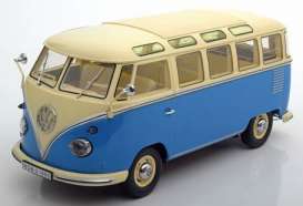 Volkswagen  - T1 Samba bus 1961 blue/cream - 1:18 - KK - Scale - kkdc180152 | Toms Modelautos
