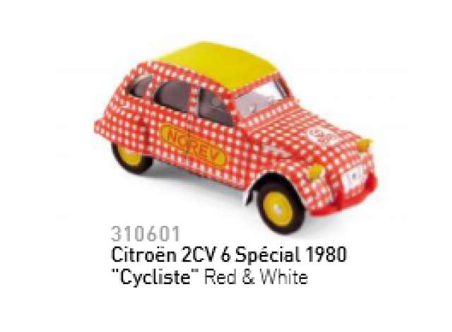 Red /& White/" Norev 310601 Citroën 2CV 6 Spécial 1980 /"Cycliste