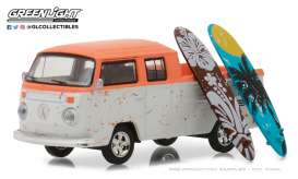 Volkswagen  - T2 crew cab pick-up orange/white - 1:64 - GreenLight - 97030F - gl97030F | Toms Modelautos