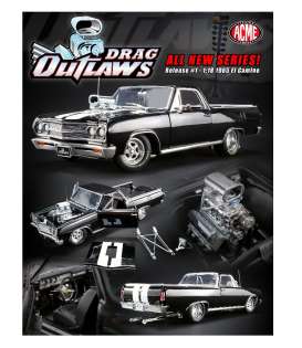 Chevrolet  - El Camino *Drag Outlaws* 1965 black/white - 1:18 - Acme Diecast - 1805409 - acme1805409 | Toms Modelautos