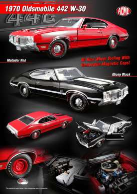Oldsmobile  - 444 W30 1970 matador red - 1:18 - Acme Diecast - acme1805608 | Toms Modelautos