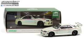 Nissan  - Skyline GT-R R34 1999 pearl white - 1:18 - GreenLight - 19049 - gl19049 | Toms Modelautos