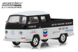 Volkswagen  - T2 Double cab pick-up 1968 black/white - 1:64 - GreenLight - 41060C - gl41060C | Toms Modelautos