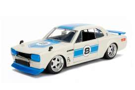 Nissan  - Skyline 2000 GT-R 1971 blue/white - 1:24 - Jada Toys - 30002bw - jada30002bw | Toms Modelautos
