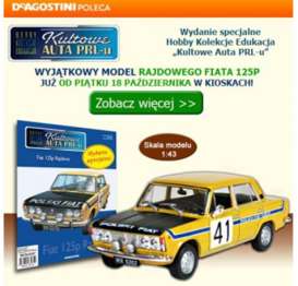 Fiat  - 125P yellow - 1:43 - Magazine Models - PCfi125Prally - magPCfi125Prally | Toms Modelautos