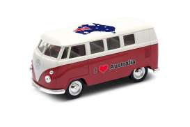 Volkswagen  - T1 bus 1962 red/white - 1:34 - Welly - 49764AUr - welly49764AUr | Toms Modelautos