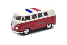 Volkswagen  - T1 Bus 1962 red/white - 1:34 - Welly - 49764FRr - welly49764FRr | Toms Modelautos