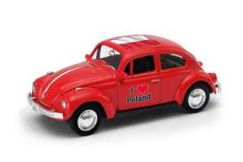 Volkswagen  - Beetle 1963 red/white - 1:64 - Welly - 52222PO - welly52222PO | Toms Modelautos