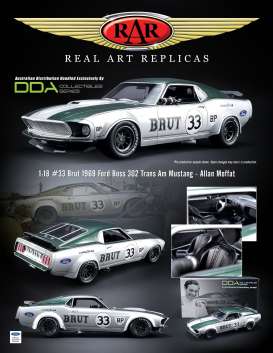 Ford - Mustang #33 Allan Moffat 1969 green/silver - 1:18 - Acme Diecast - acmeRAR18002 | Tom's Modelauto's Ford - Mustang #33 Allan Moffat 1969 green/silver - 1:18 - Acme Diecast - acmeRAR18002 | Tom's Modelauto's