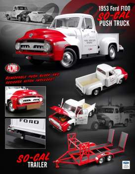 Ford So Cal - F-100 *So-Cal* 1953 white/red - 1:18 - Acme Diecast - acme1807208 | Toms Modelautos