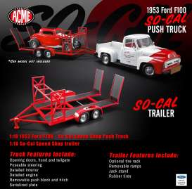 Trailer So-Cal - red/black - 1:18 - Acme Diecast - acme18907 | Tom's Modelauto's Trailer So-Cal - red/black - 1:18 - Acme Diecast - acme18907 | Tom's Modelauto's